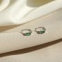 Sterling Silver Green Crystal Ring Earrings