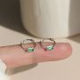 Sterling Silver Green Crystal Ring Earrings